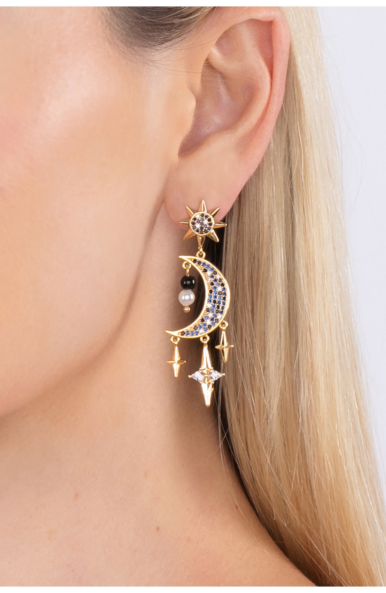 EYE CANDY LOS ANGELES Double Blue Moon CZ Earrings