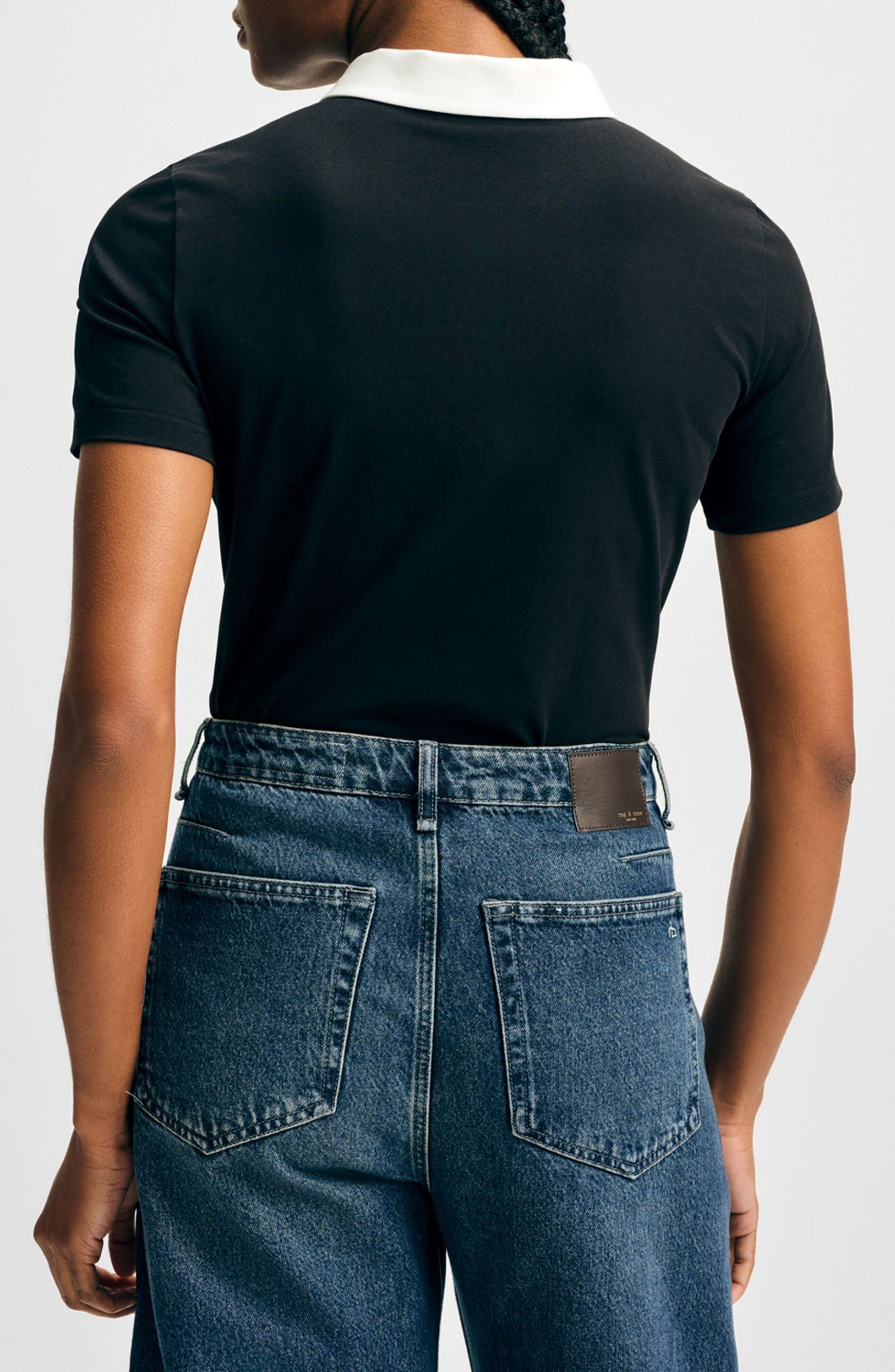Isaac Mizrahi New York Cotton Ruffle Placket Polo