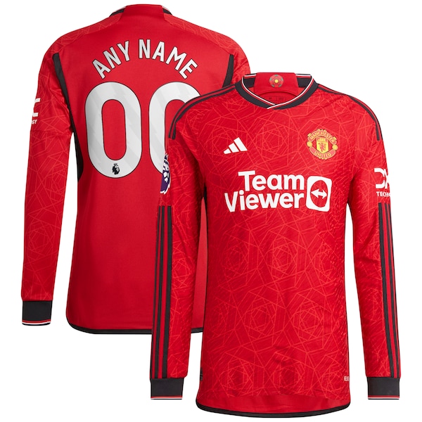 Manchester United adidas 2023/24 Home Authentic Custom Long Sleeve Jersey - Red