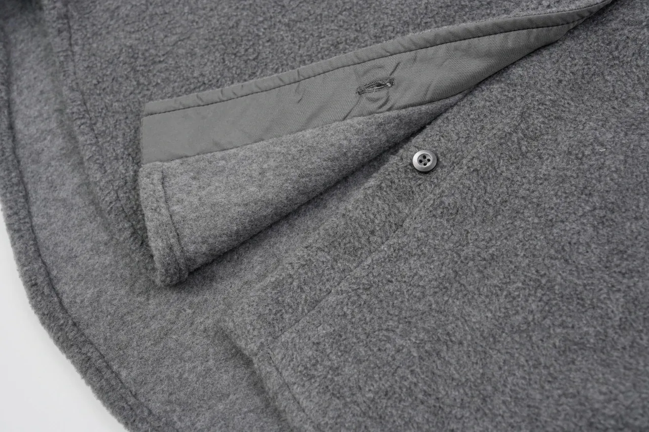Miu Miu Grey Suede Feel Long Sleeve Shirt Jacket product photo from LabelPicks