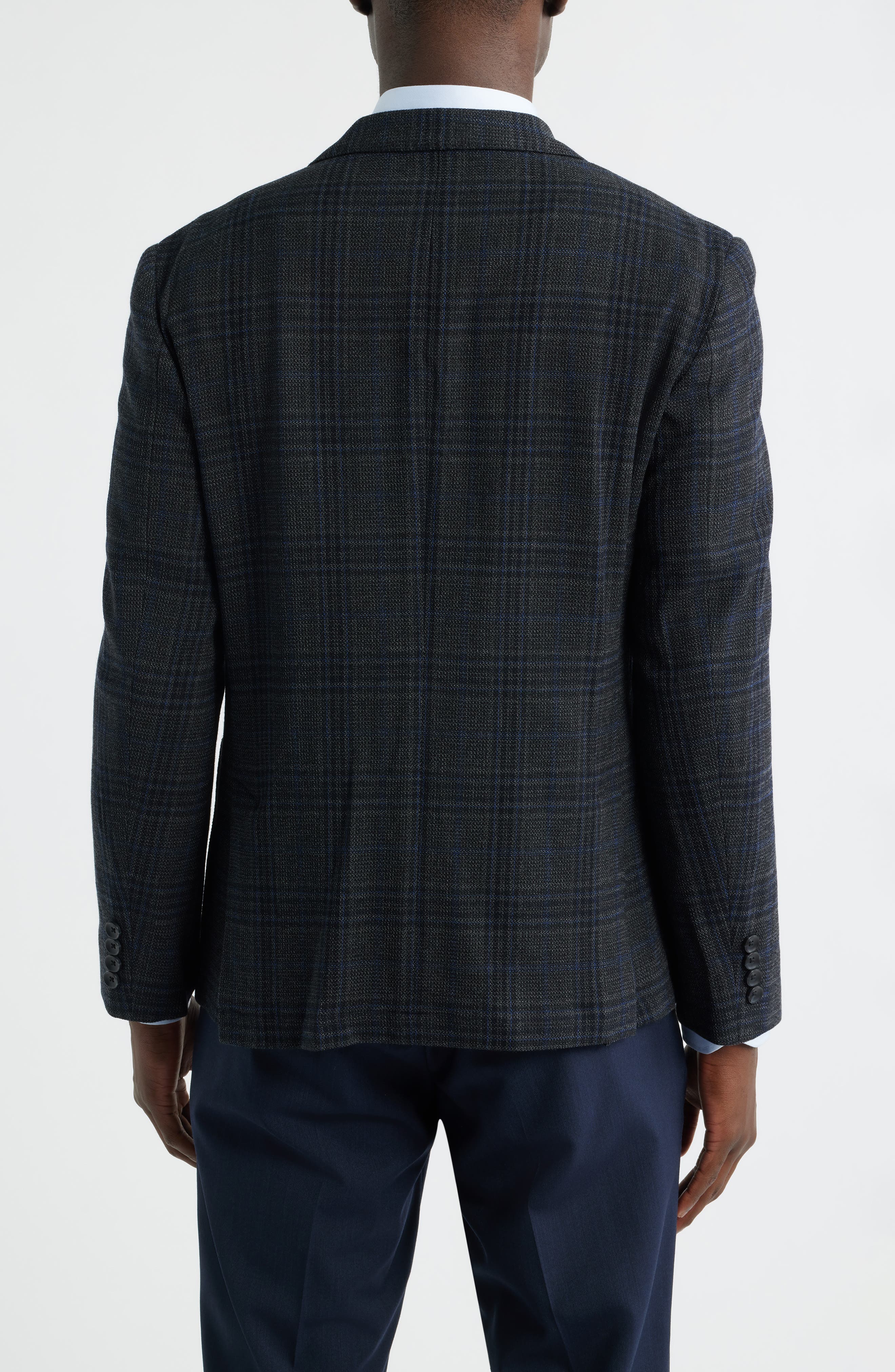 Nordstrom Villa Plaid Knit Wool Blend Sport Coat
