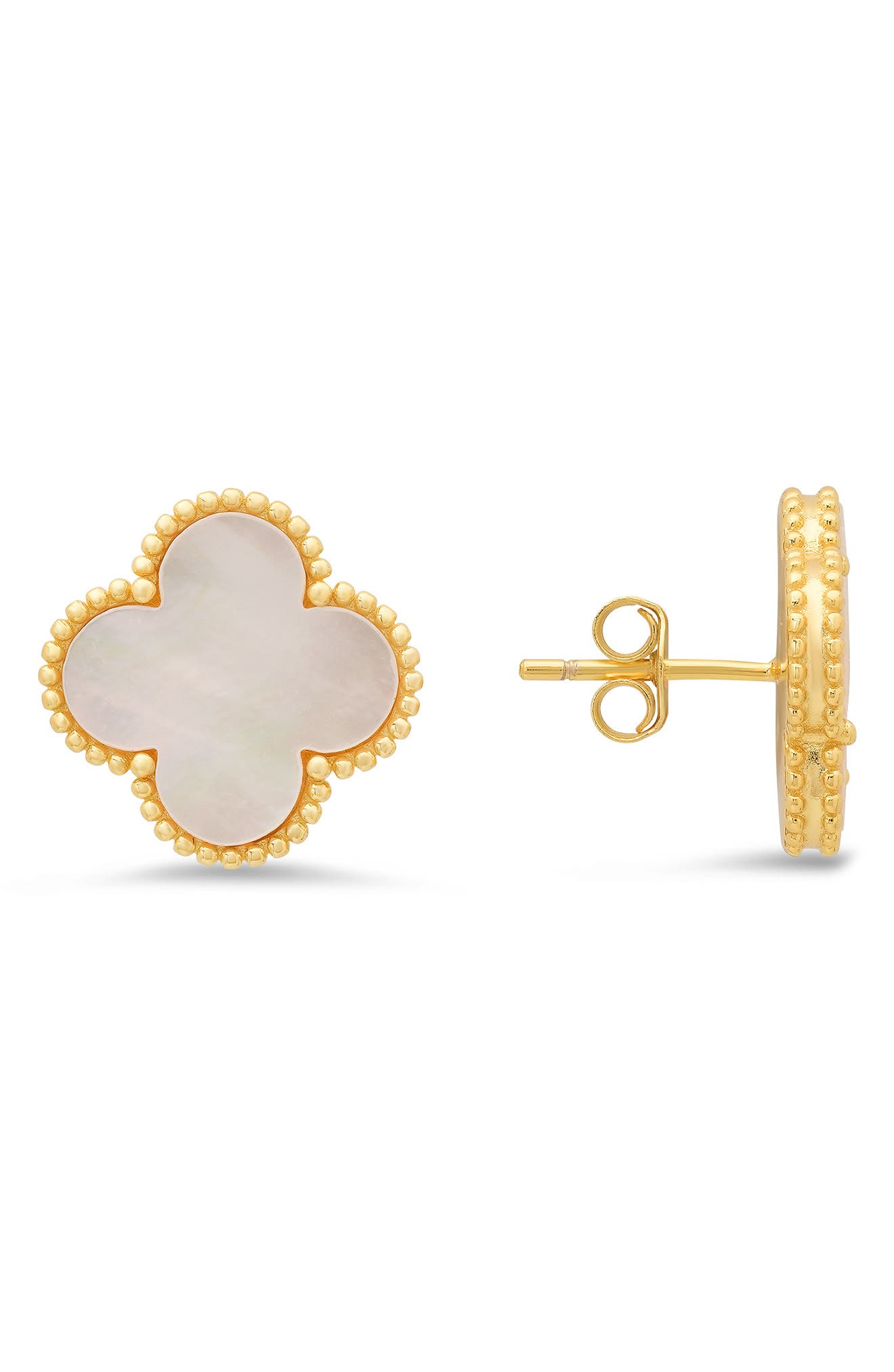 Queen Jewels Mother-of-Pearl Clover Stud Earrings