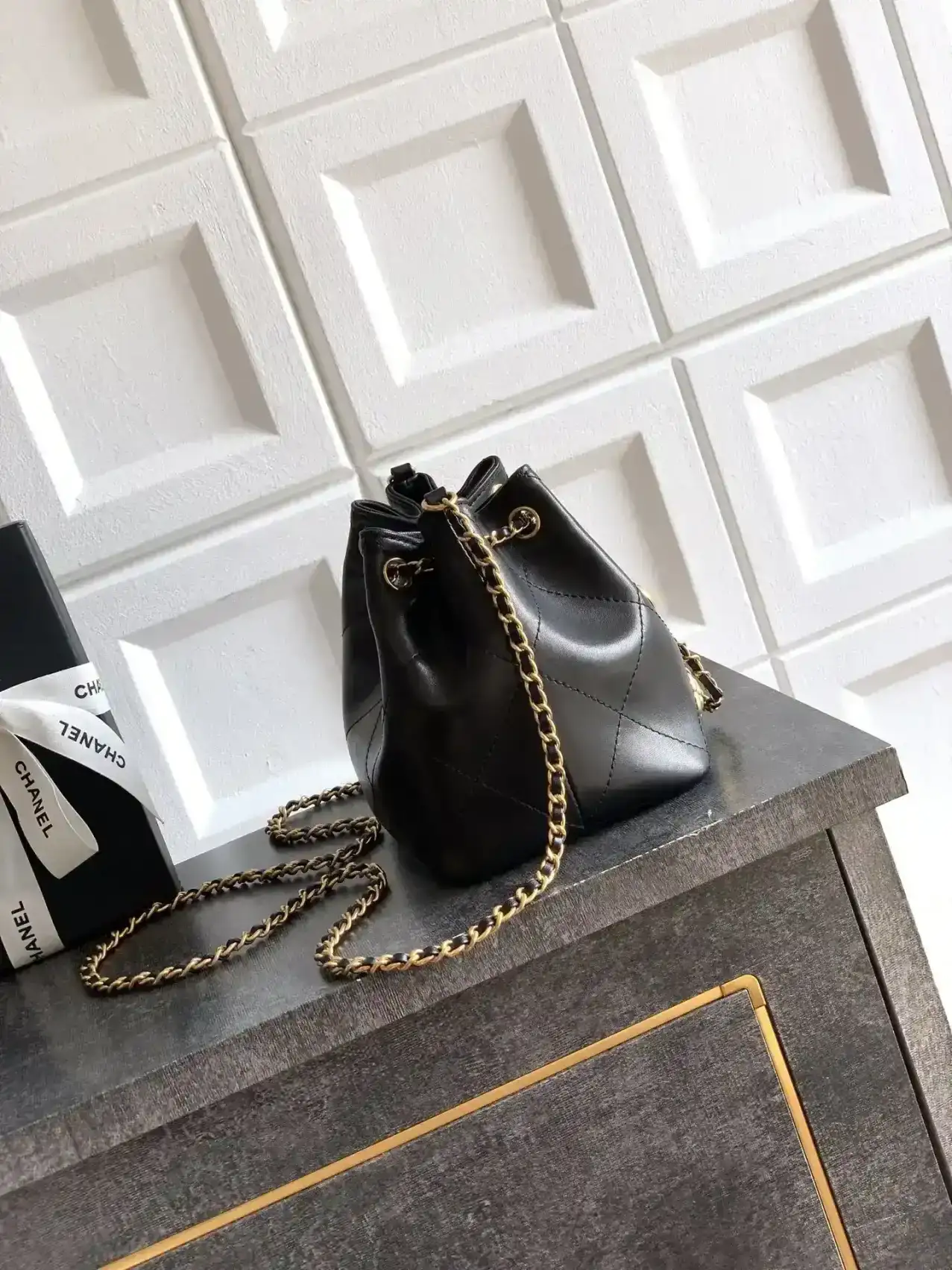 Chanel Black Quilted Leather Bucket Bag product photo from LabelPicks