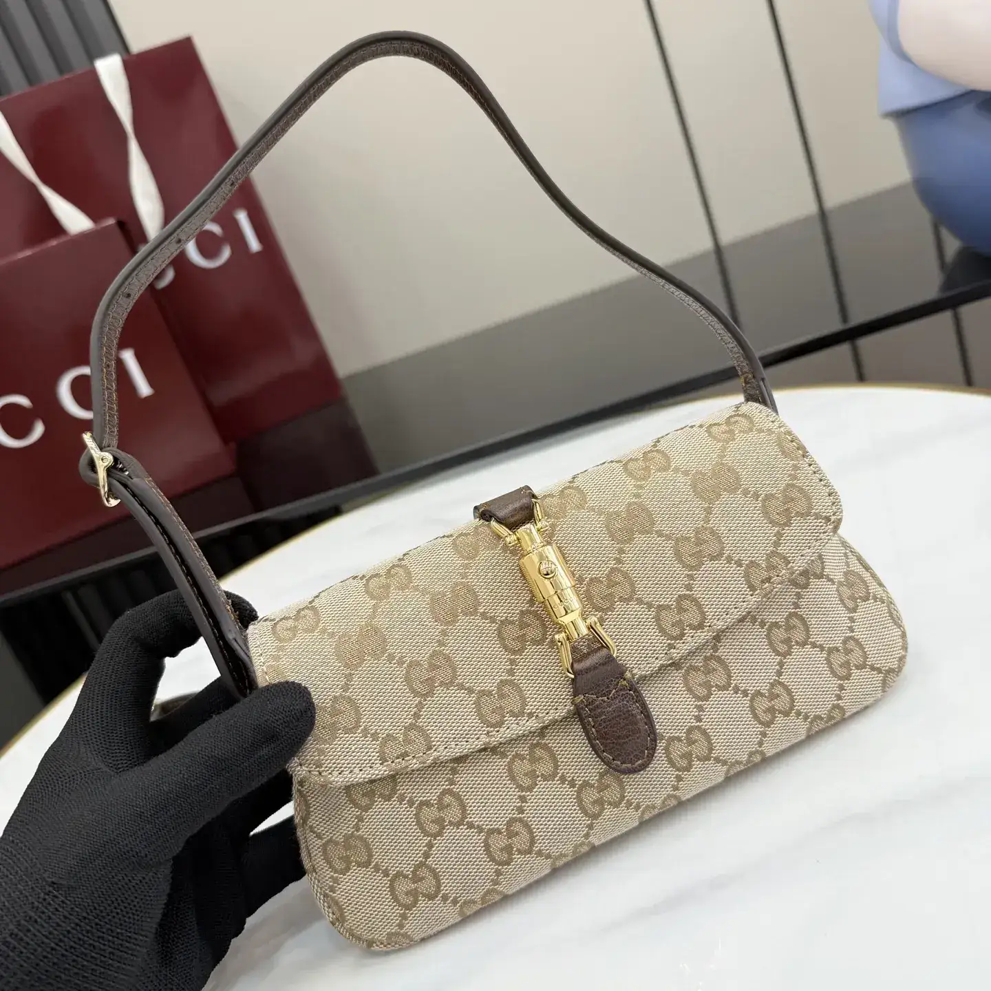 Gucci Jackie Brown Quilted Leather Shoulder Bag product photo from LabelPicks