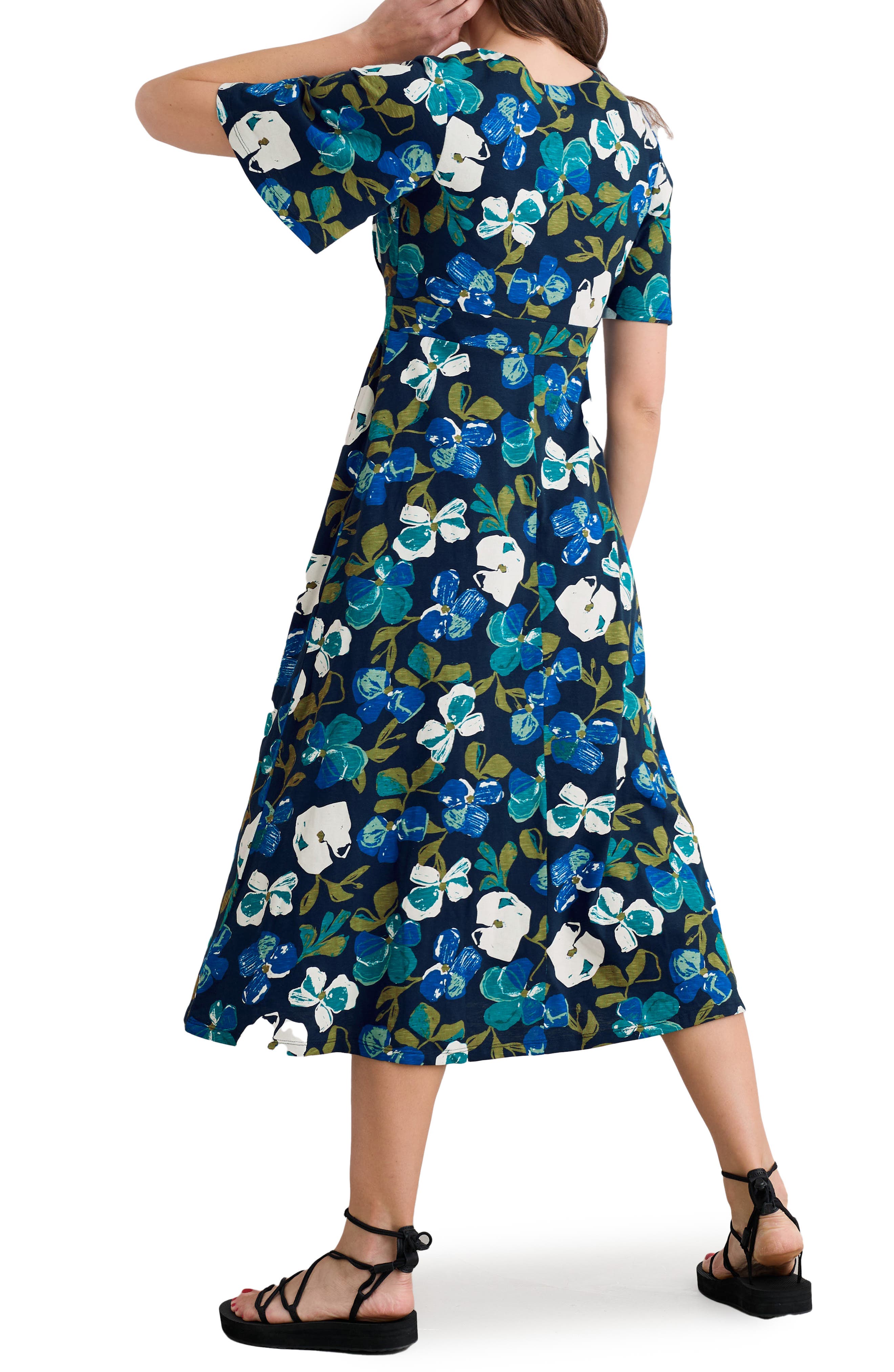 Seasalt Cornwall Chateaux Floral Print Organic Cotton Midi Dress