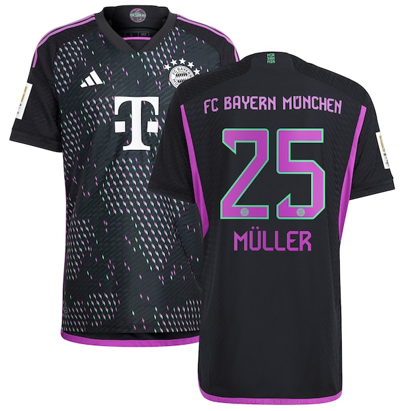 Thomas Müller Bayern Munich adidas 2023/24 Away Authentic Player Jersey - Black/White