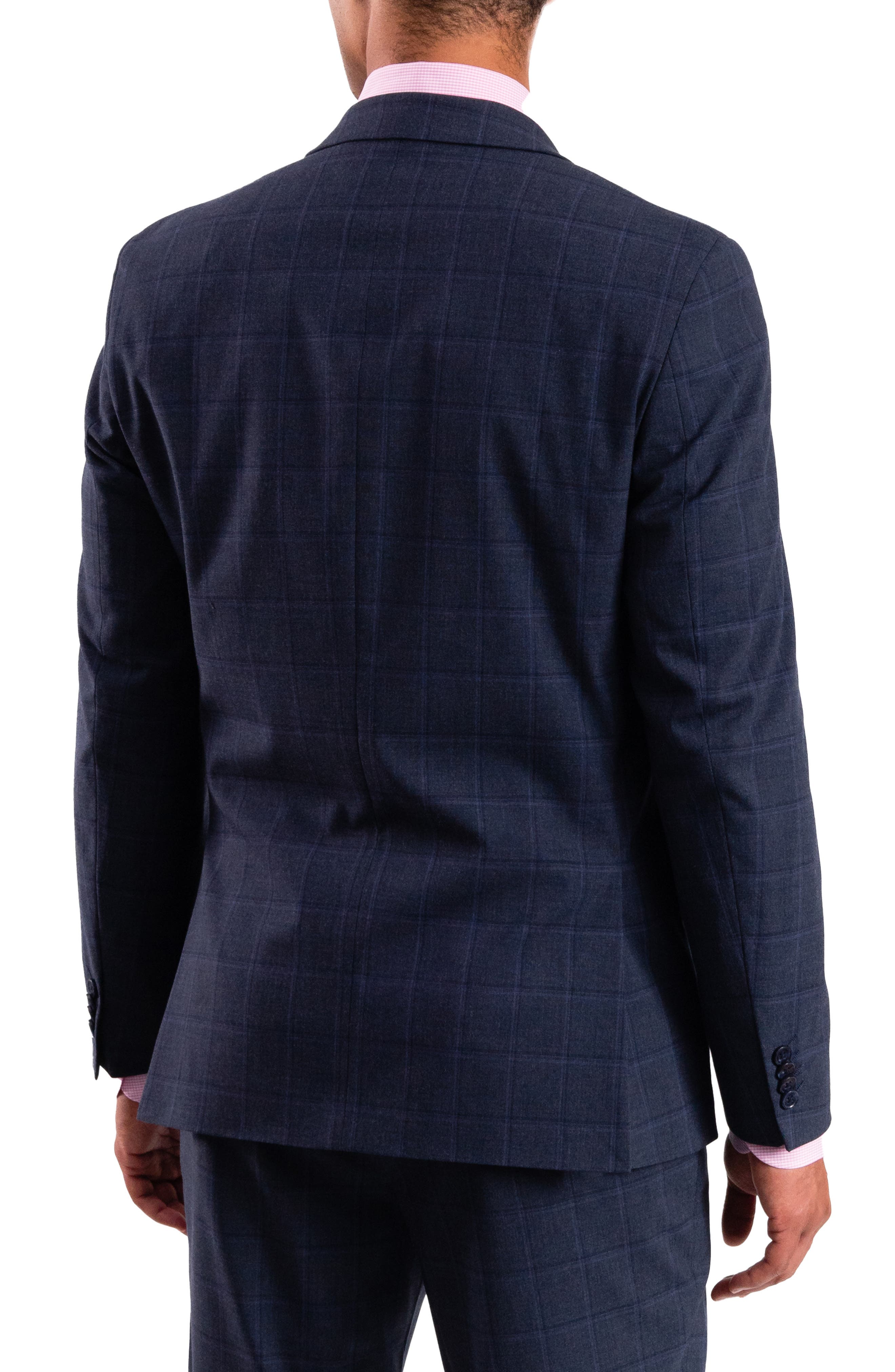 SAVILE ROW CO Windowpane Plaid Tailored Fit Suit