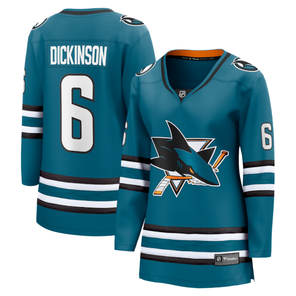 Sam Dickinson San Jose Sharks  Women's Home Breakaway Jersey - Teal