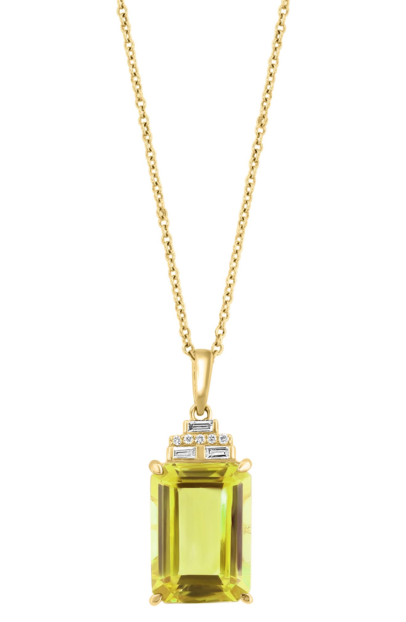 EFFY 14K Gold Diamond & Peridot Pendant Necklace - 0.09ct.