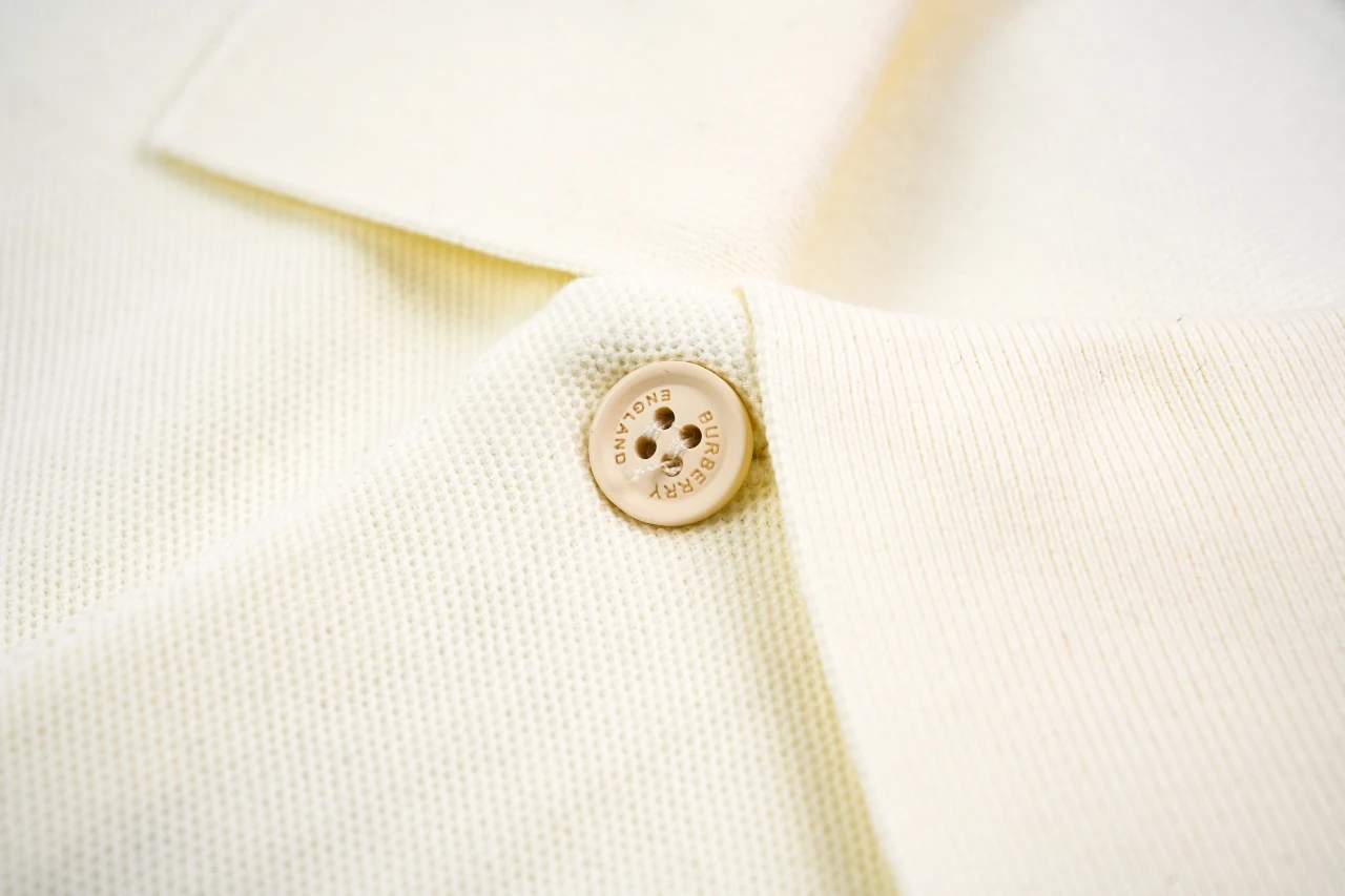 Burberry White Stripe Equestrian Knight Embroidered Polo Shirt product photo from LabelPicks