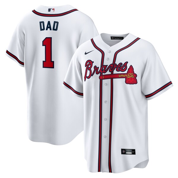 Atlanta Braves Nike #1 Dad Home Replica Jersey - White