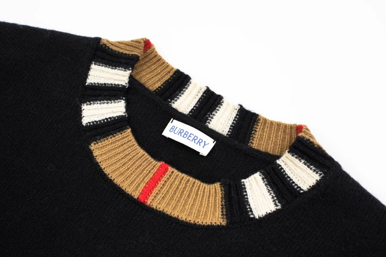 Burberry Black Check Ribbed Crewneck Sweater product photo from LabelPicks