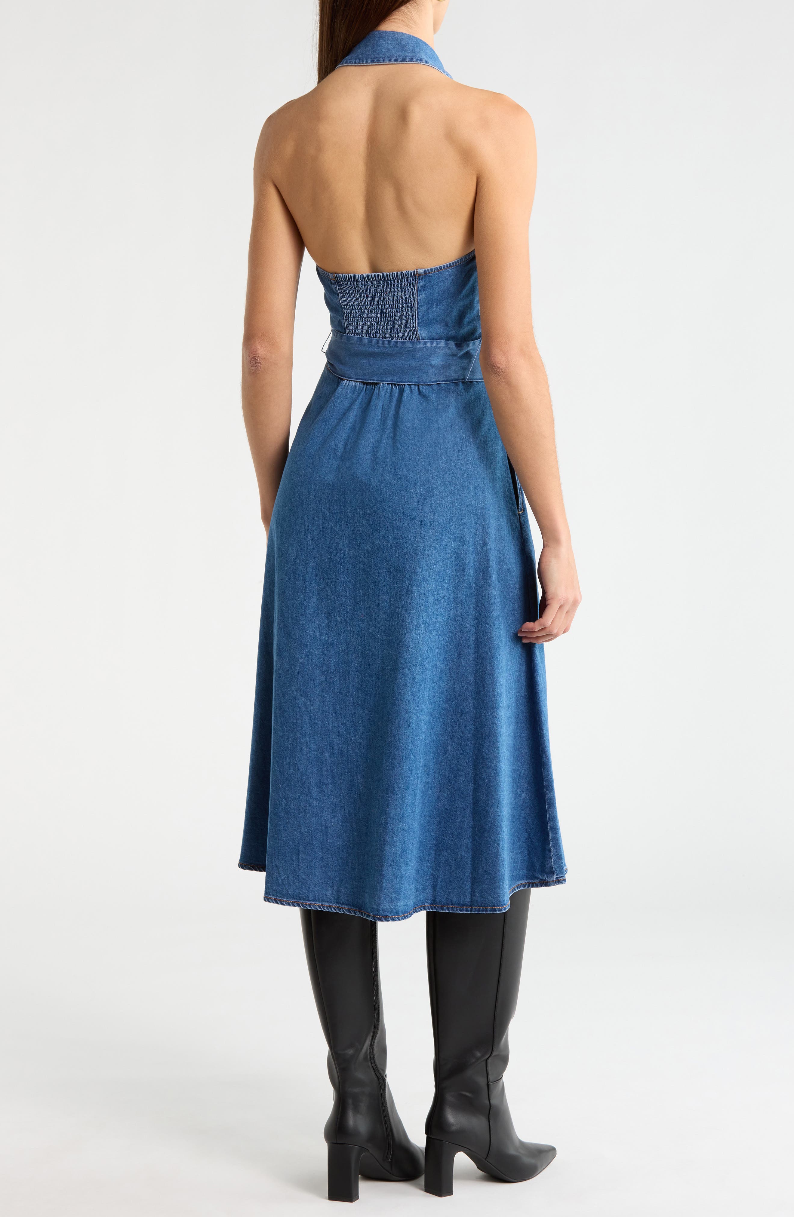 Alice + Olivia Chassidy Chambray Halter Dress