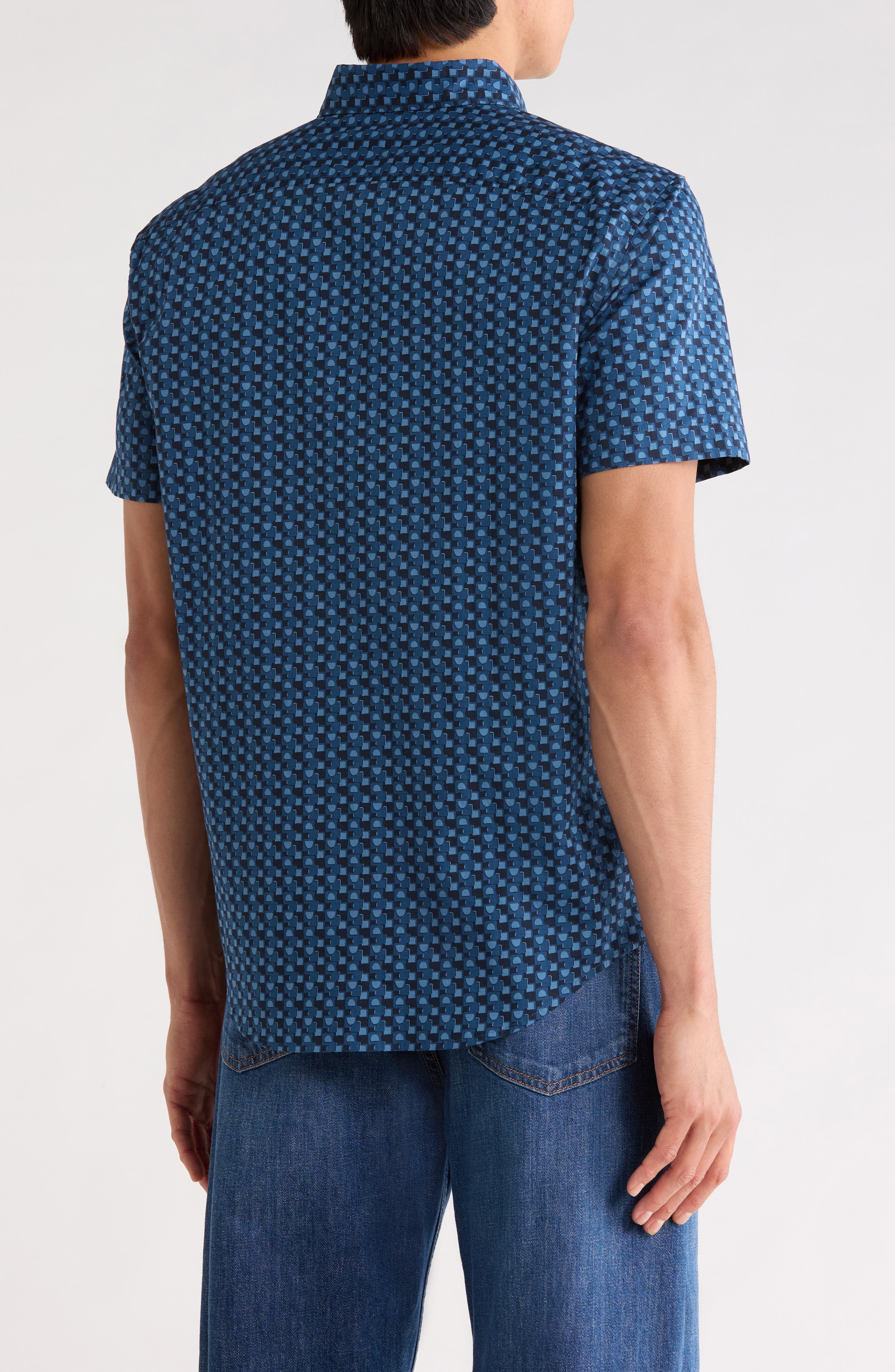 Original Penguin Geo Print Short Sleeve Poplin Shirt