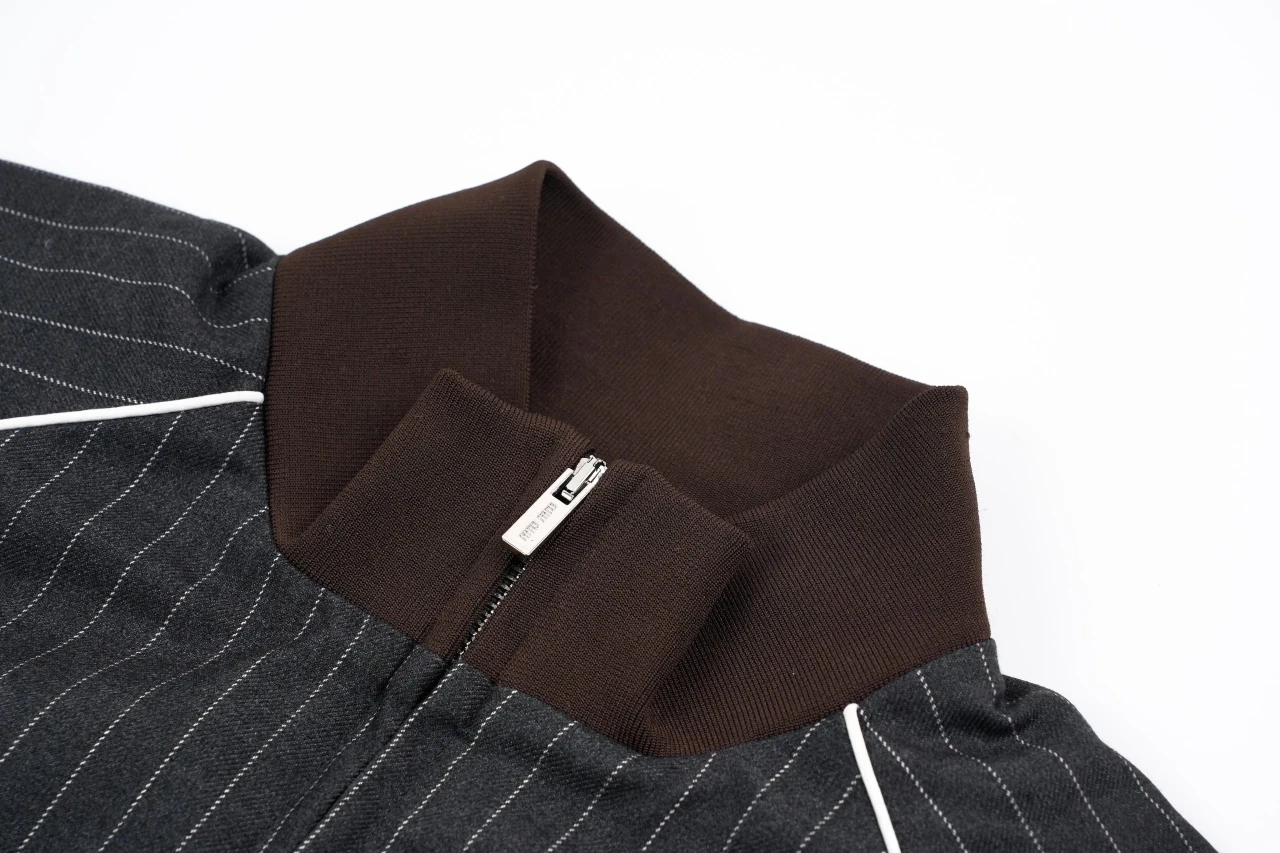 Miu Miu Dark Grey Striped Wool Jacket product photo from LabelPicks