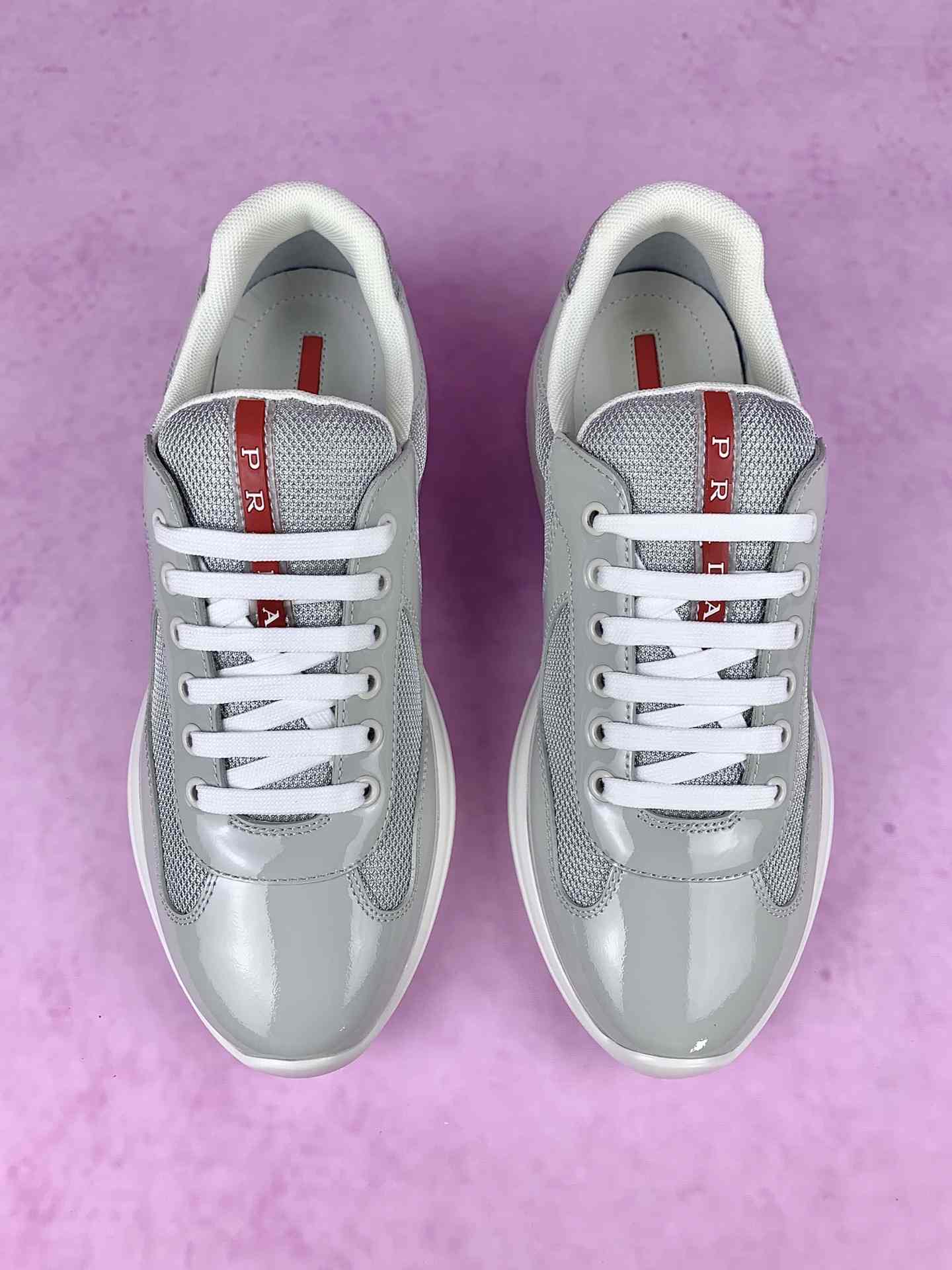 Patent leather and technical fabric Prada America's Cup sneakers