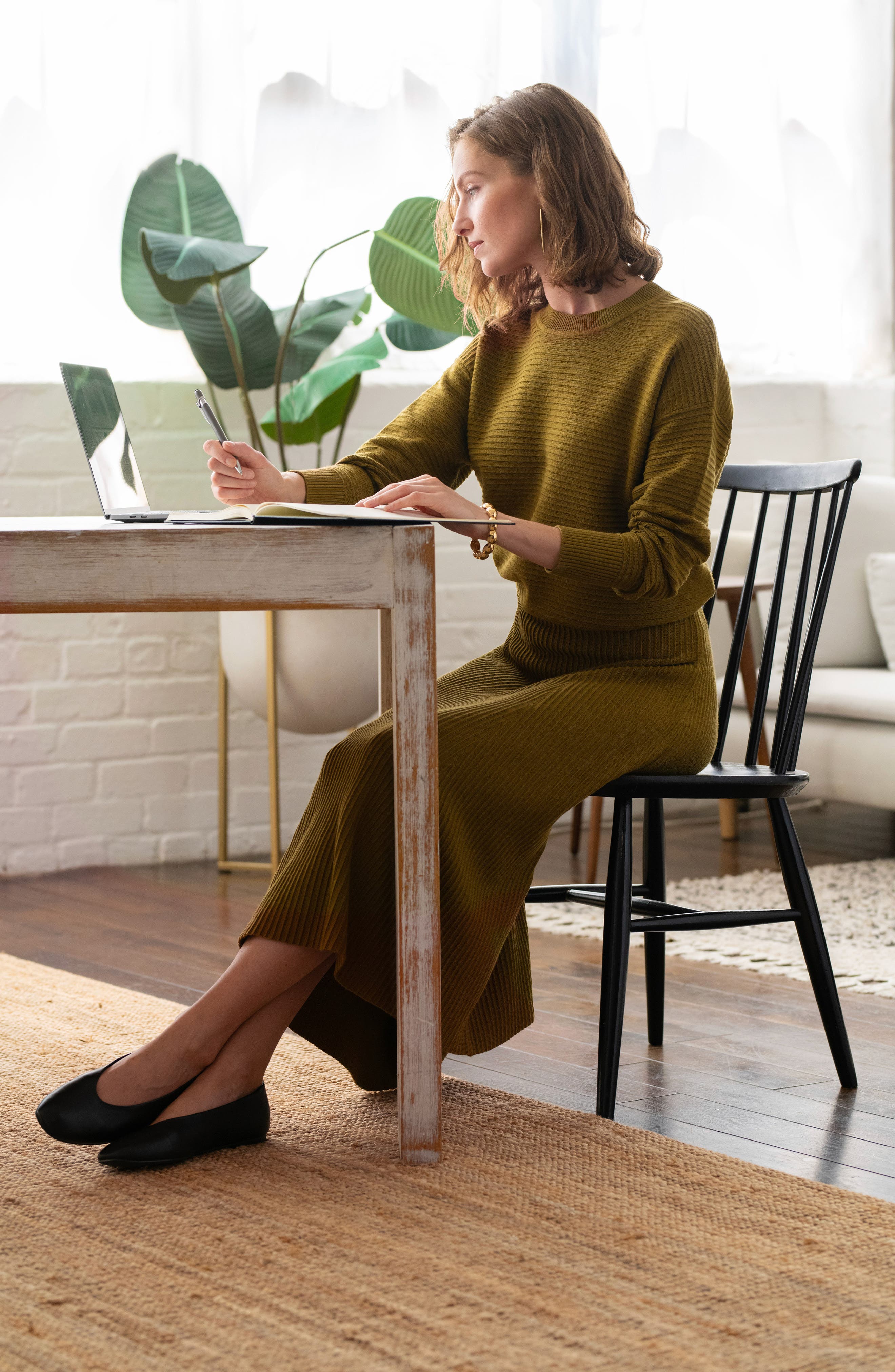 Nordstrom Cotton & Cashmere A-Line Midi Sweater Skirt