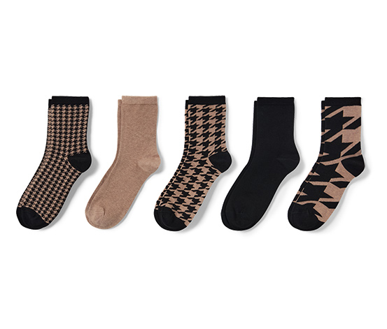 5 Paar Socken, Hahnentritt