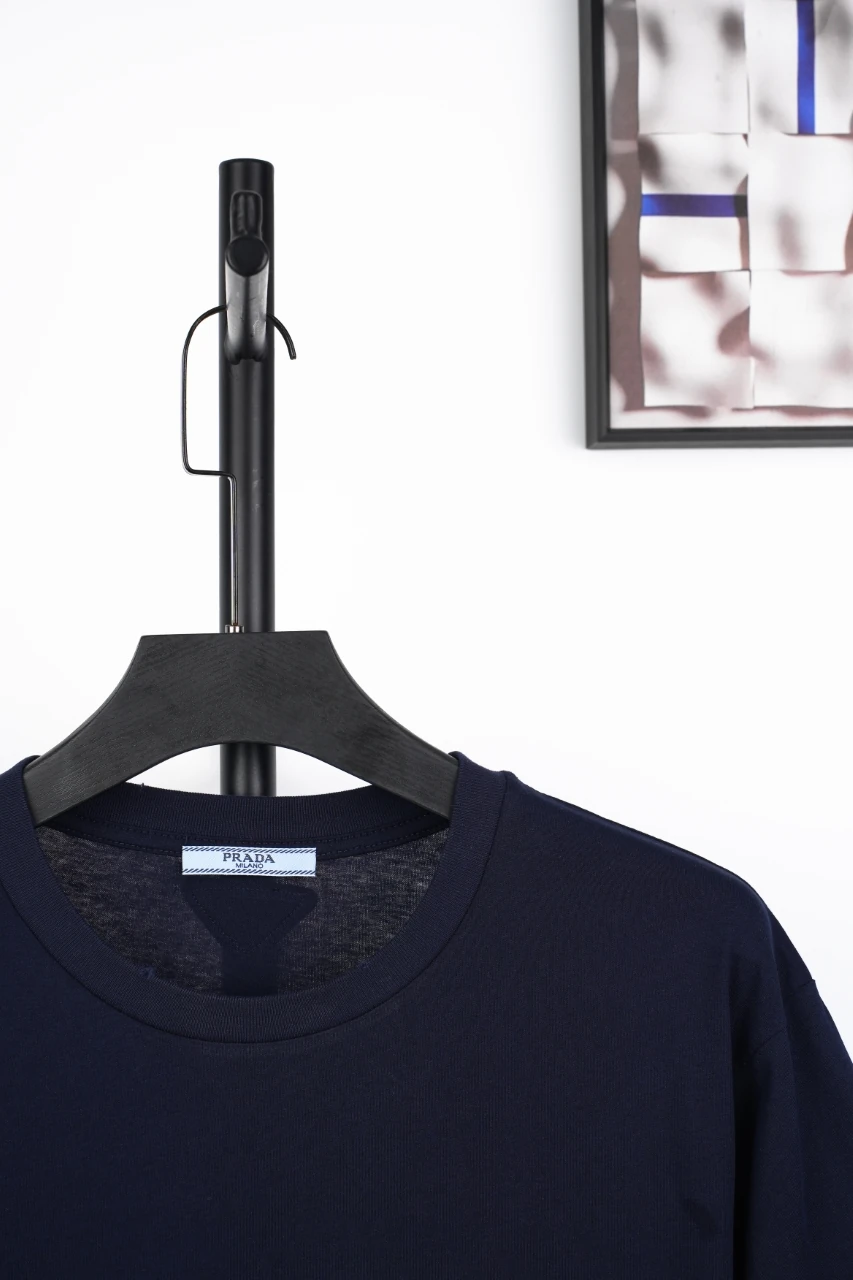 Prada Navy Distressed Small Logo Pocket T-Shirt product photo from LabelPicks