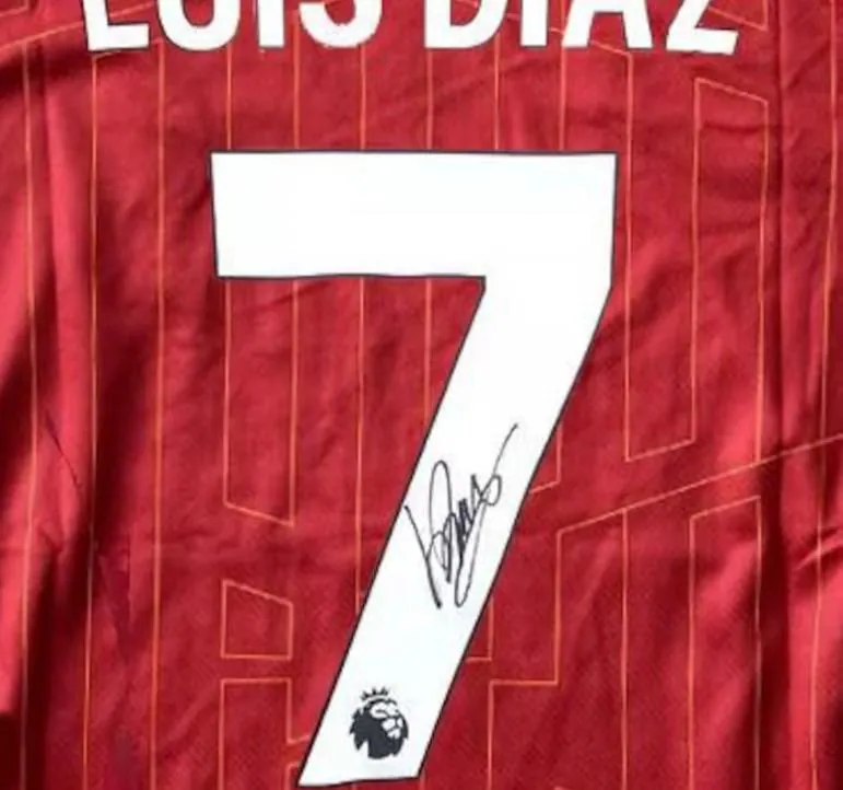 Luis Diaz SIGNED D铆az Liverpool Final 24/25 Home Jersey/Shirt - COA - 2025