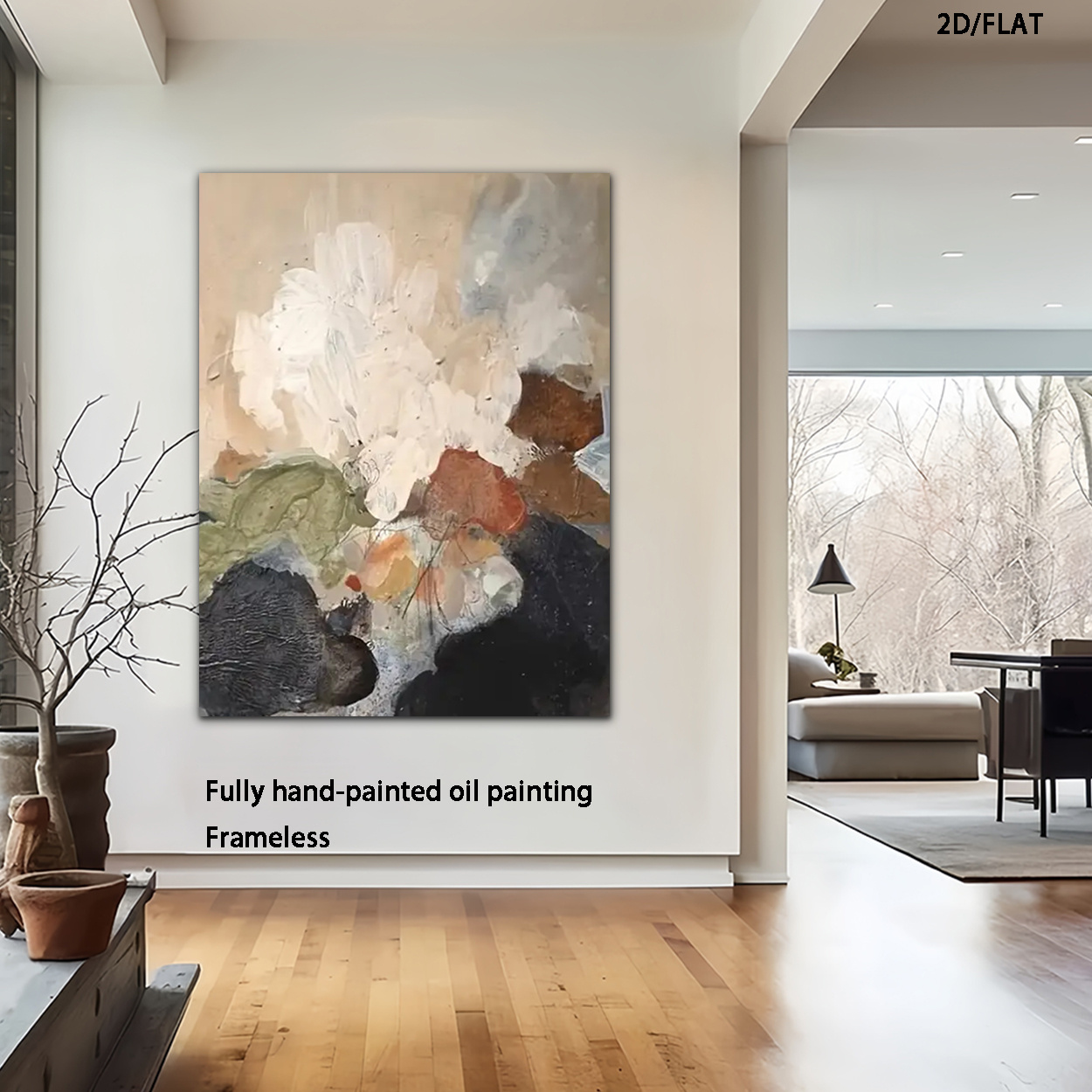 An entirely hand-painted oil artwork, ideal for upscale bedroom decor, featuring abstract and minimalist designs suitable for restaurantsThis Wabi Sabi Style Painting Is a Perfect Gift for Home Decoration, Suitable for Living Rooms and Dining Areas