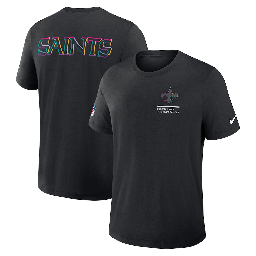 New Orleans Saints Nike 2025 NFL Crucial Catch Tri-Blend Dri-FIT T-Shirt - Black