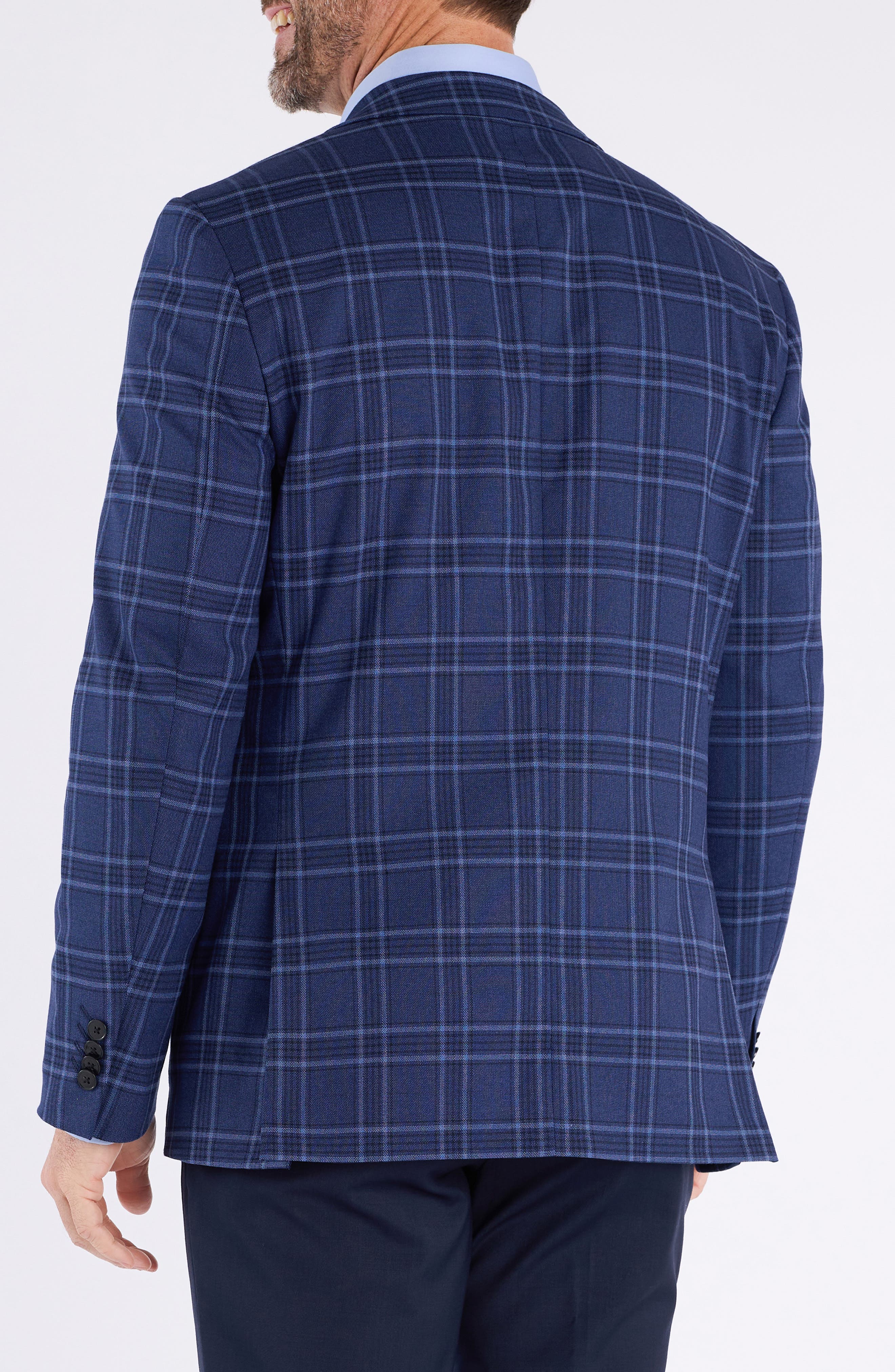SAVILE ROW CO Navy Windowpane Plaid Sport Coat