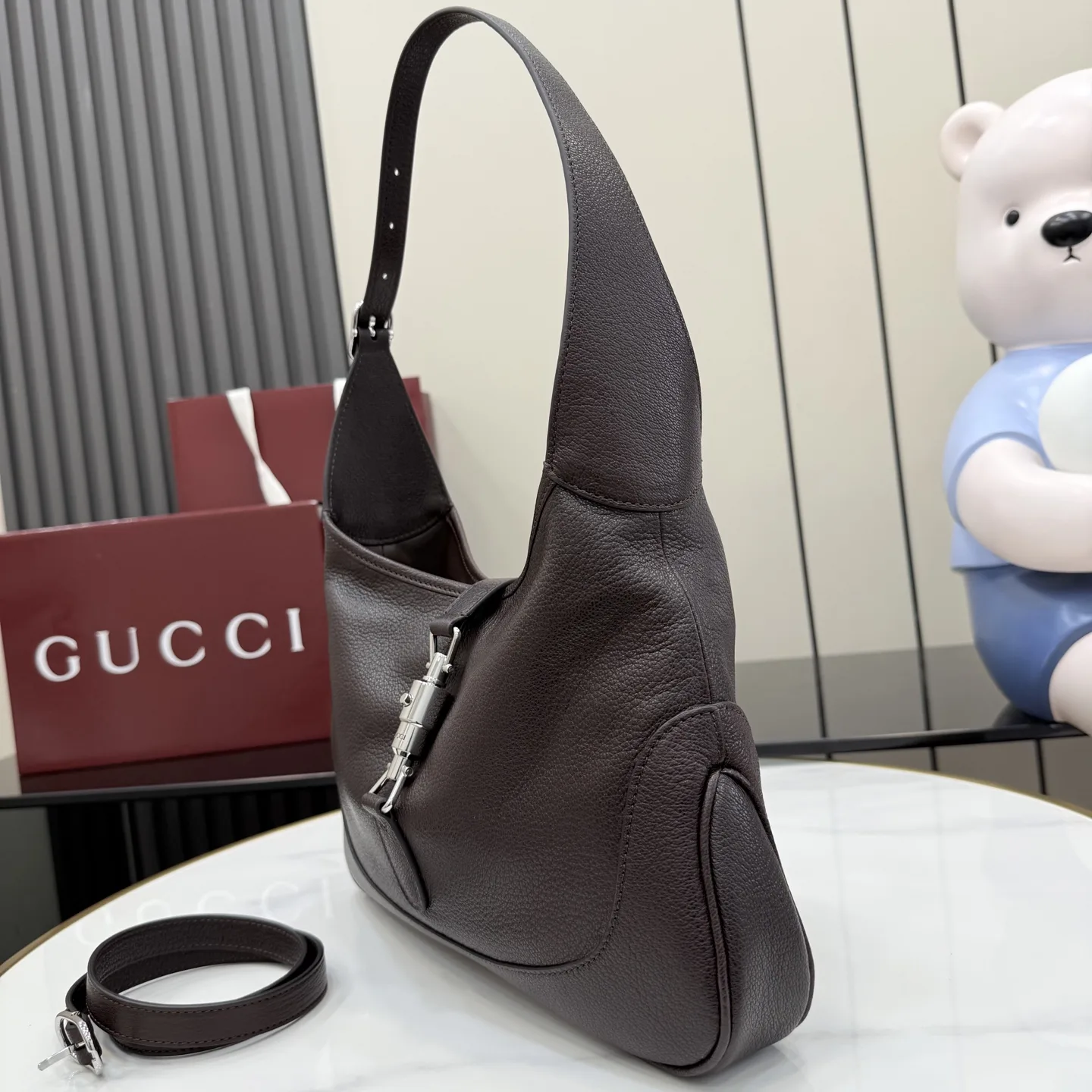Gucci Brown Jackie Grained Leather Shoulder Bag product photo from LabelPicks