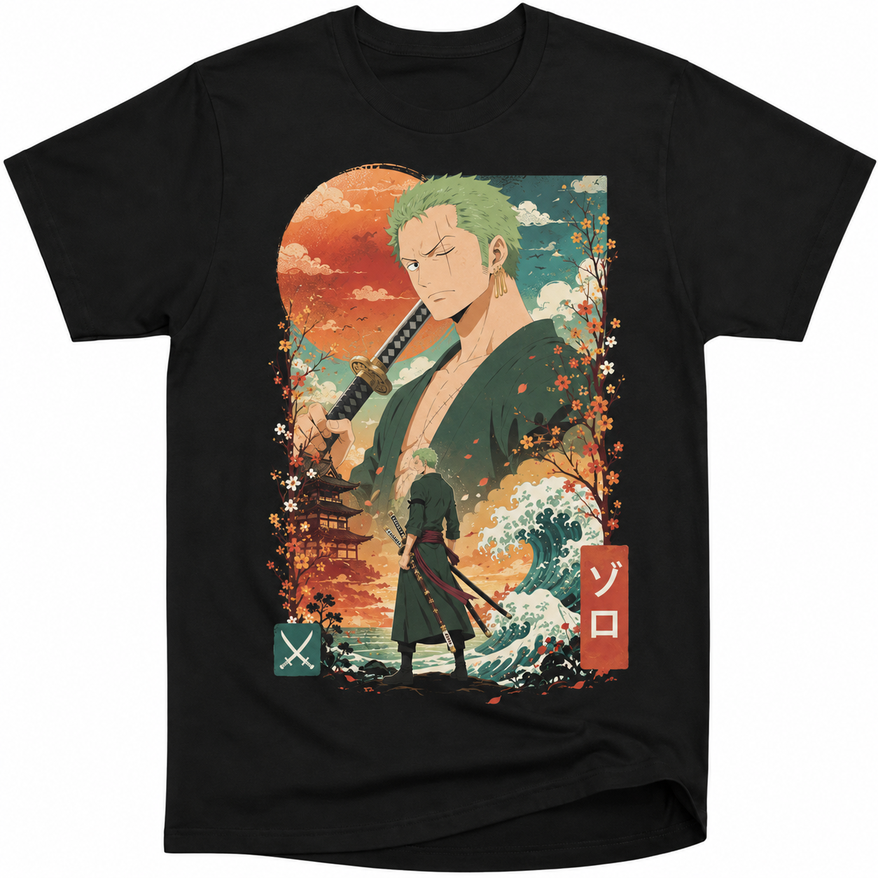 Remera Anime Espadachín One Piece Manga Corta