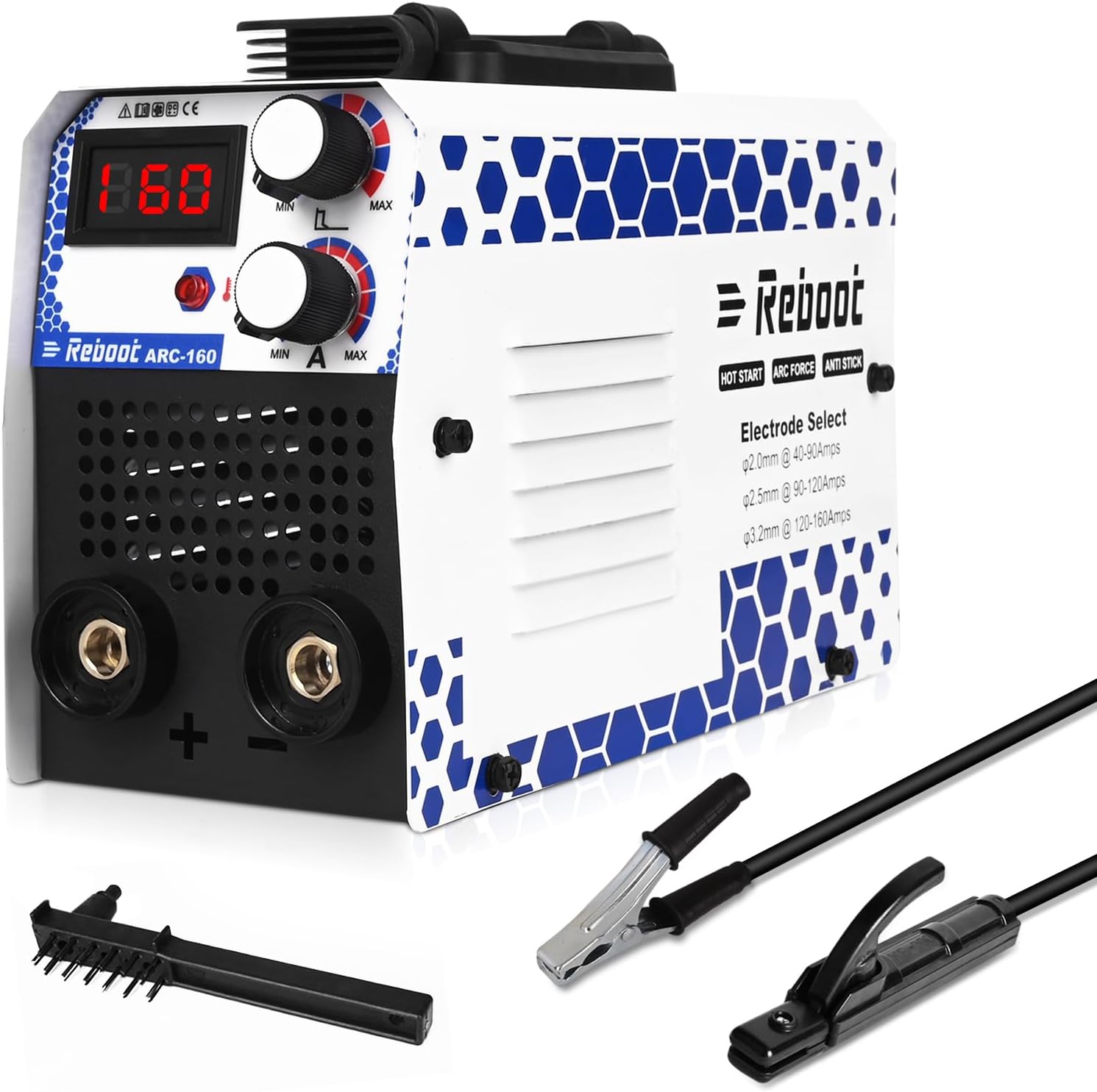 Stick MMA Welder, 160Amp 240V Portable IGBT Inverter Stick Welding Machine with LCD Display, Hot Start & Anti-Stick, Reboot Mini ARC160