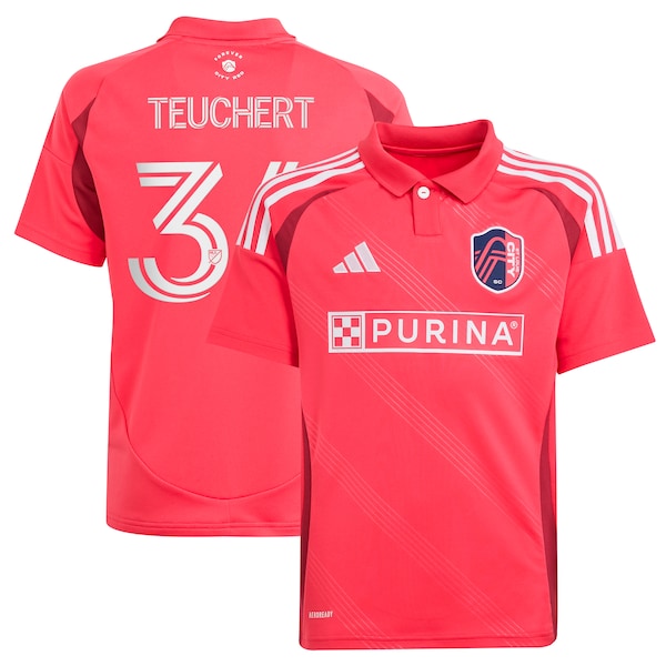 Cedric Teuchert St. Louis City SC adidas Youth 2025 Forever CITY Red Replica Player Jersey - Pink