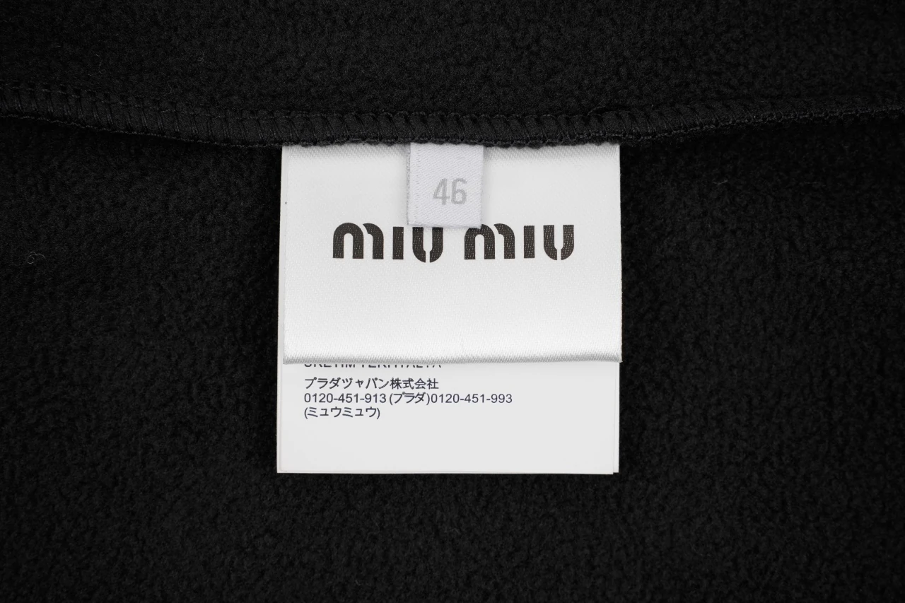 Miu Miu Black Embroidered Fleece Hooded Jacket product photo from LabelPicks