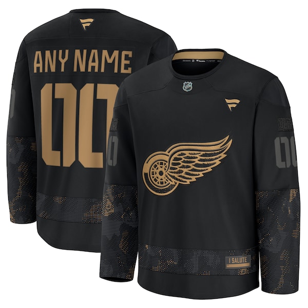 Detroit Red Wings  2024 Military Appreciation Personalized Long Sleeve Practice Jersey - Black