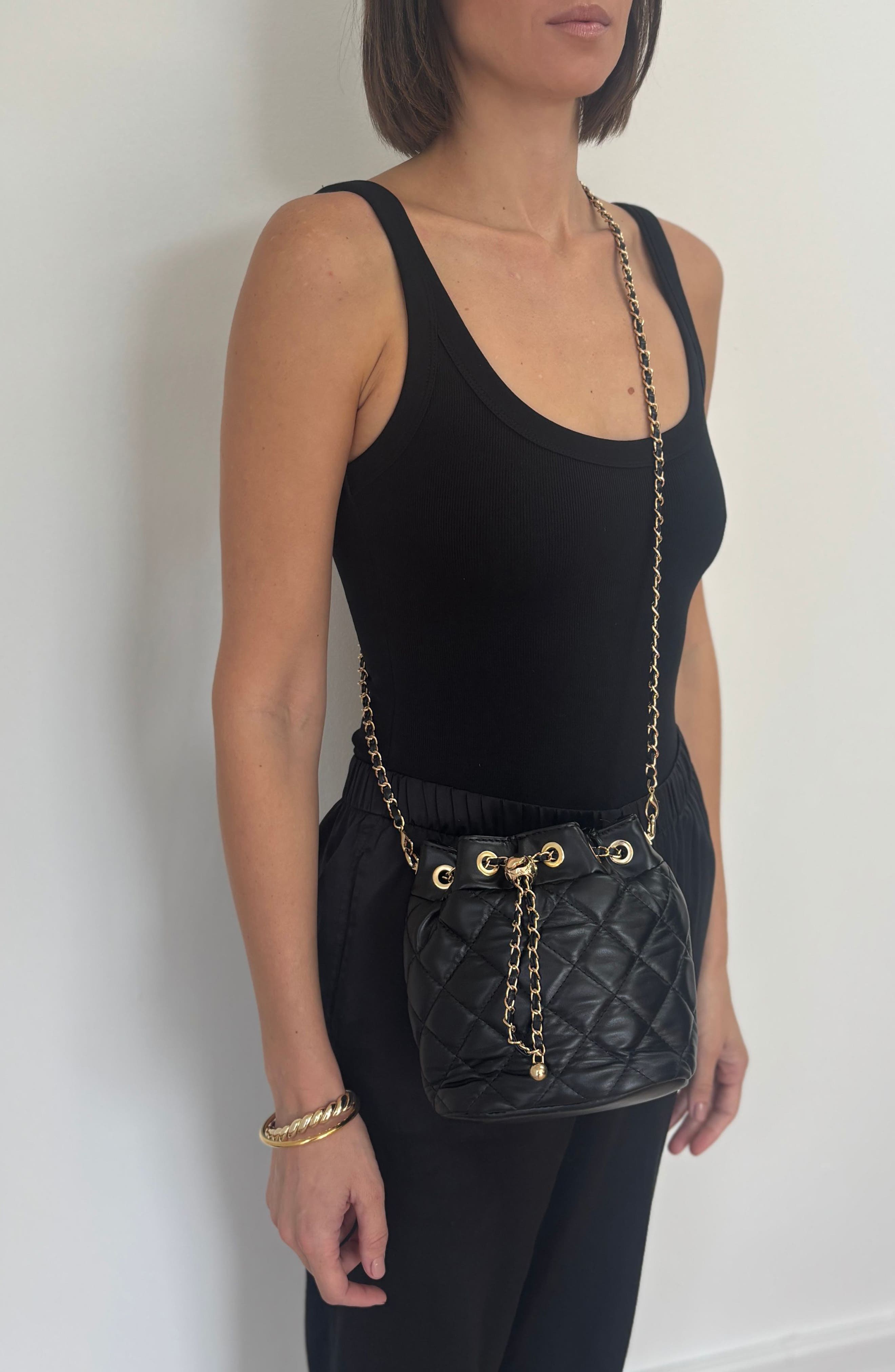Adornia Cushion Quilt Drawstring Bucket Bag