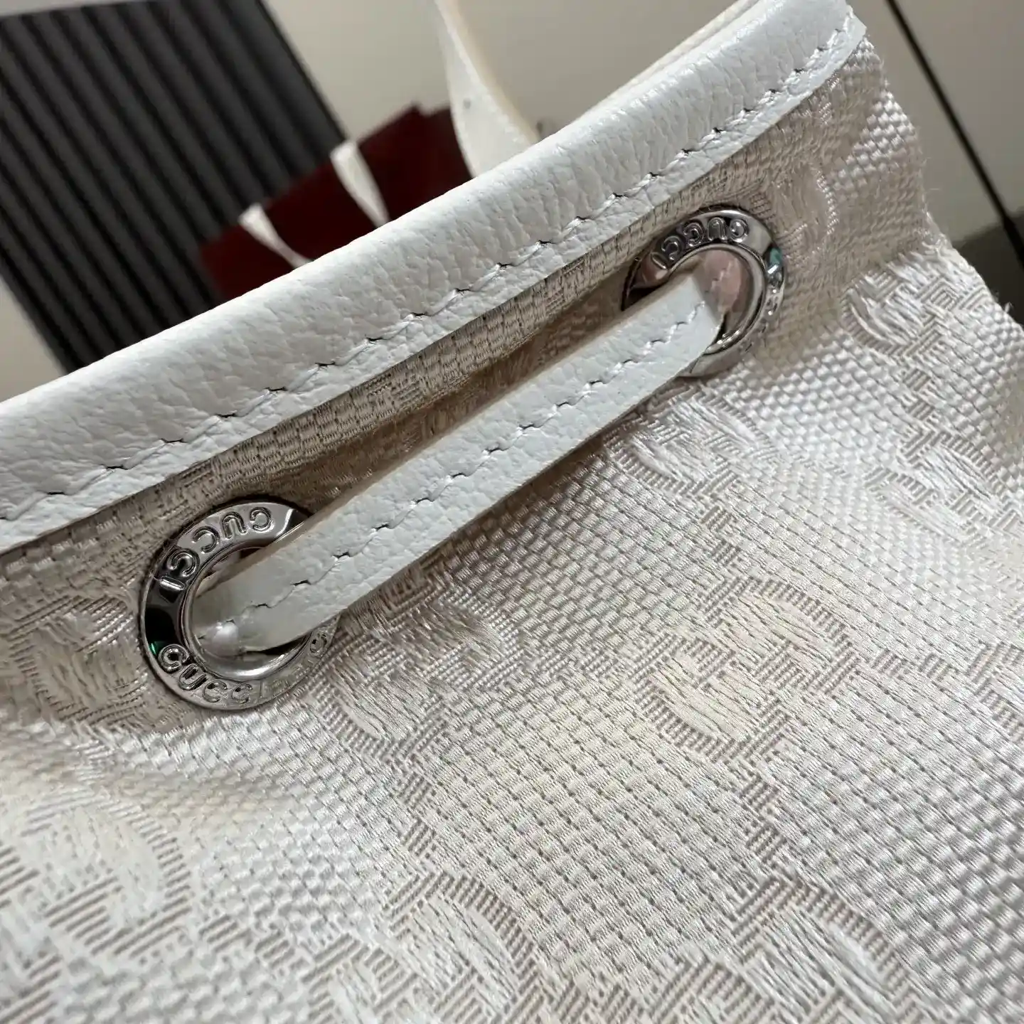 Gucci White Generation Canvas and Leather Bucket Bag product photo from LabelPicks