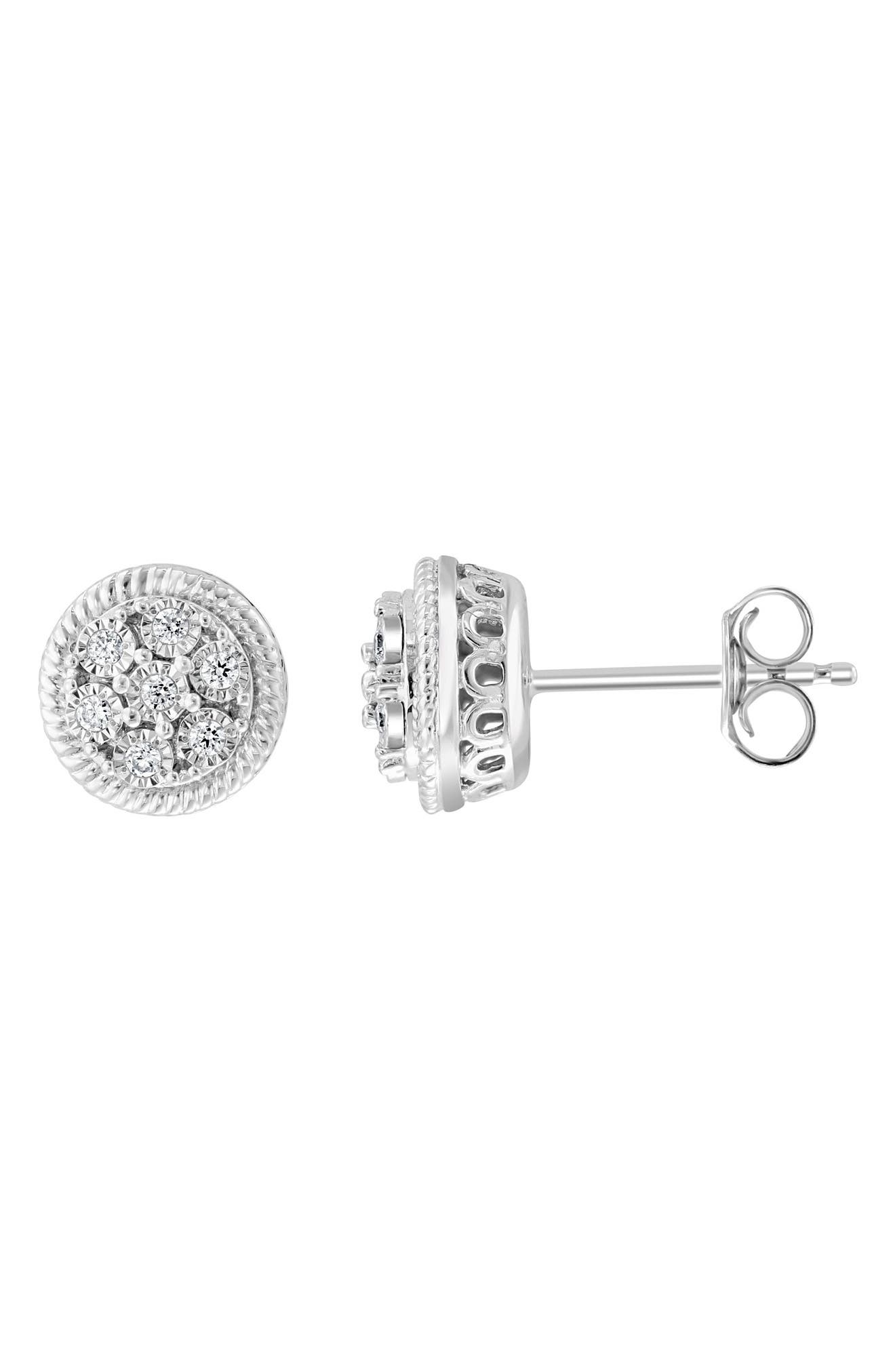 EFFY Sterling Silver Round Diamond Stud Earrings - 0.09 ctw.