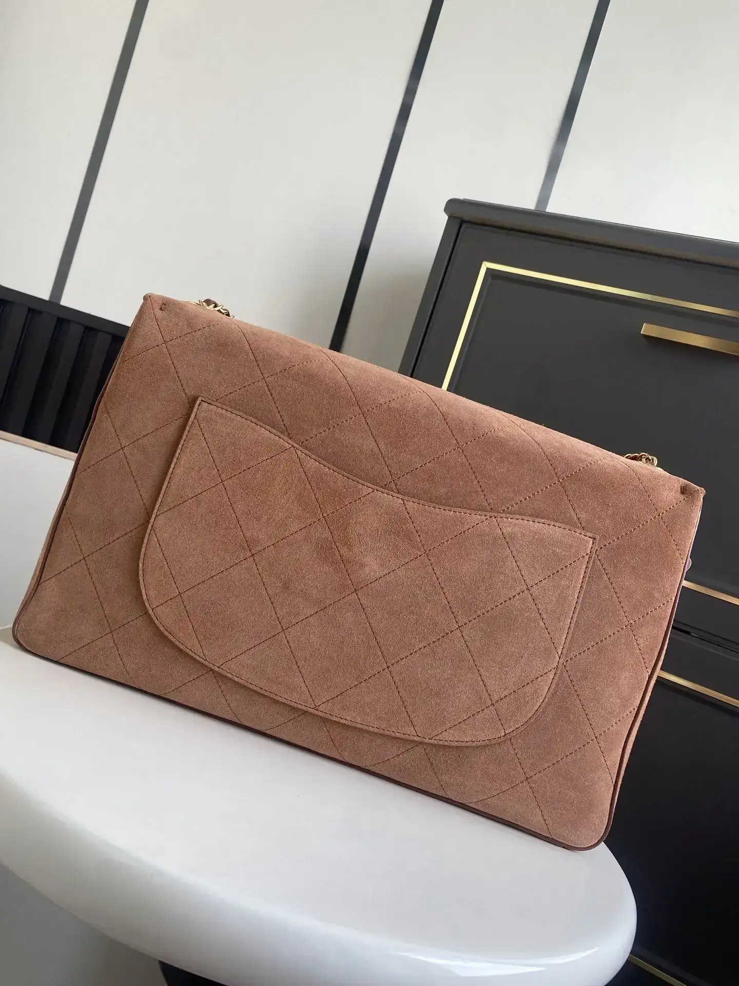 Chanel Classic Flap Beige Suede Leather Shoulder Bag product photo from LabelPicks