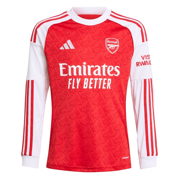Arsenal adidas Youth 2025/26 Home Replica Long Sleeve Jersey - Red