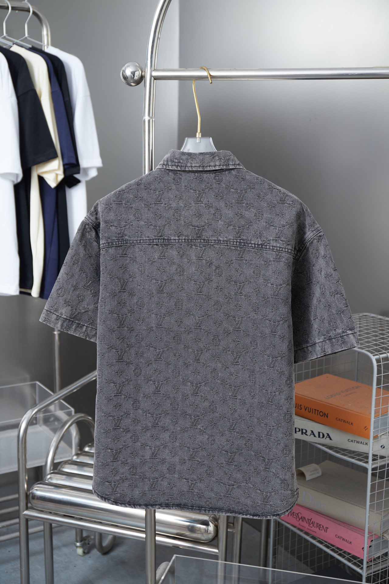 Deep print jacquard denim shirt