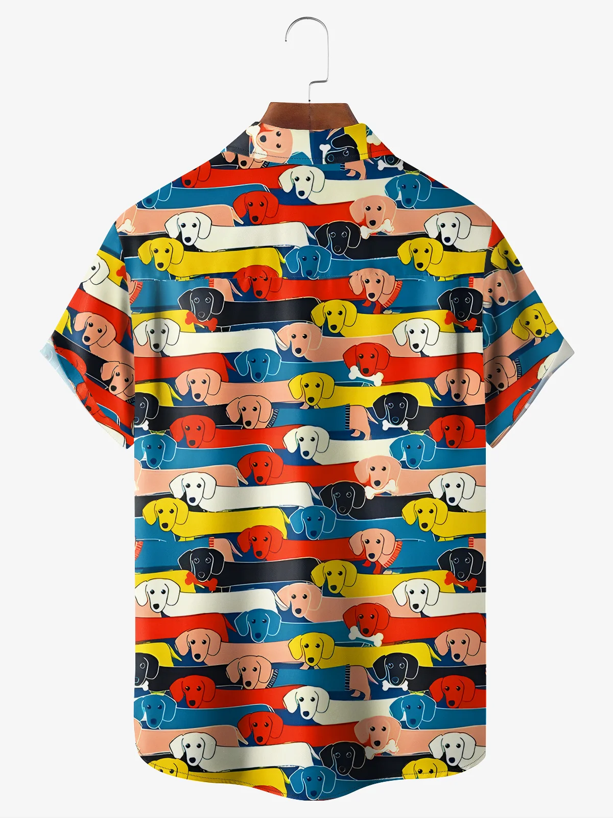 Dog Party Chest Pocket Short Sleeve Casual Shirt