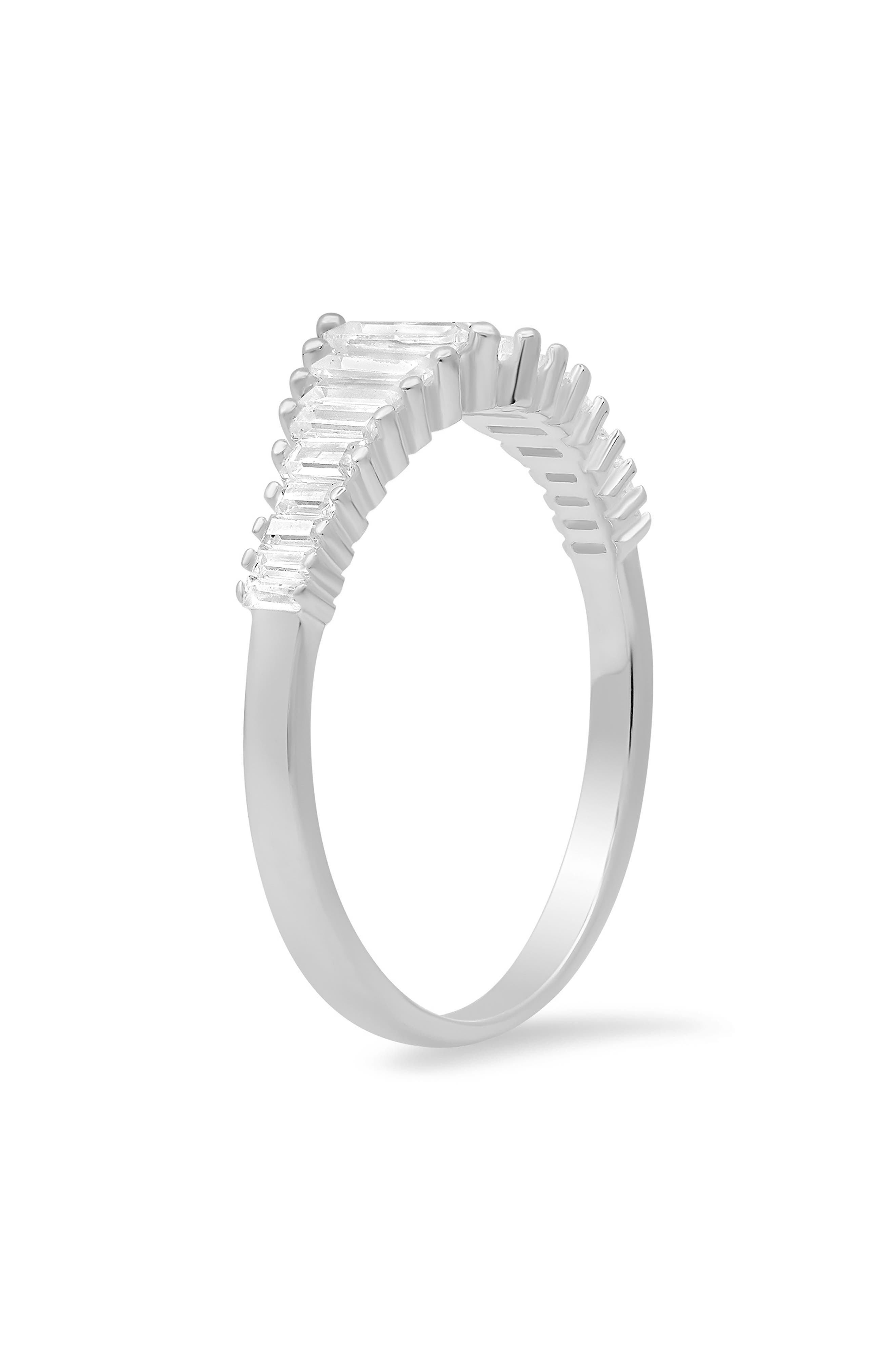 Queen Jewels Sterling Silver CZ Baguette Cut Deco Ring