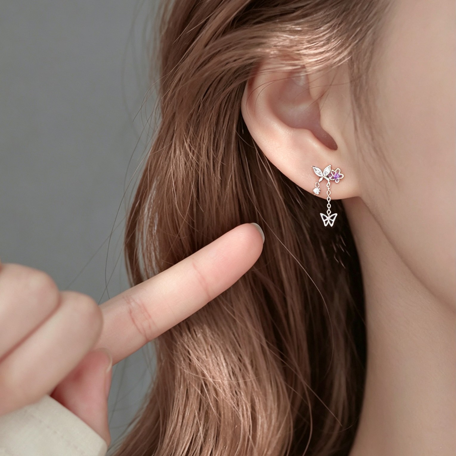 s925 sterling silver tassel butterfly earrings for women, niche design, high-end exquisite floral earrings, light luxury earrings, available for wholesale