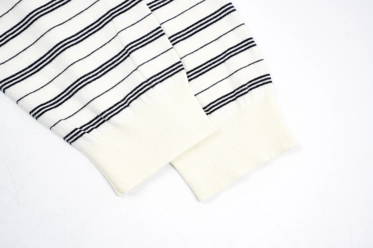 Miu Miu White Black Stripe Logo Intarsia Long Sleeve Polo Shirt product photo from LabelPicks