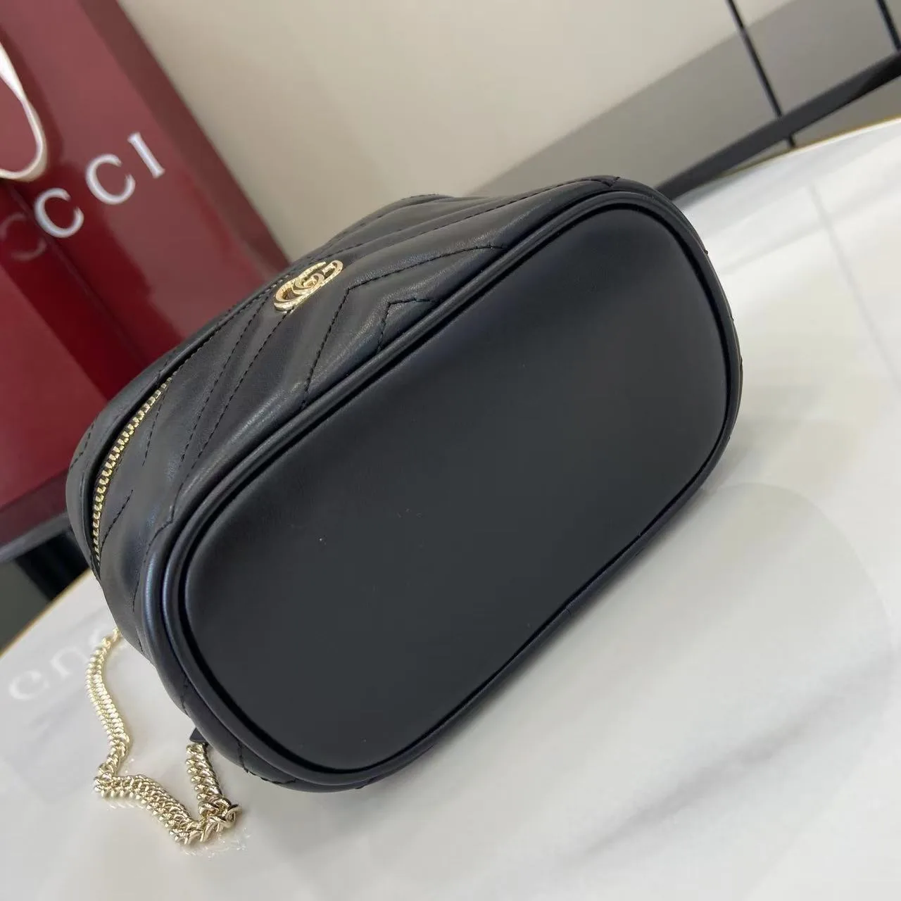 Gucci Marmont Black GG Supreme Canvas Top Handle Bag product photo from LabelPicks