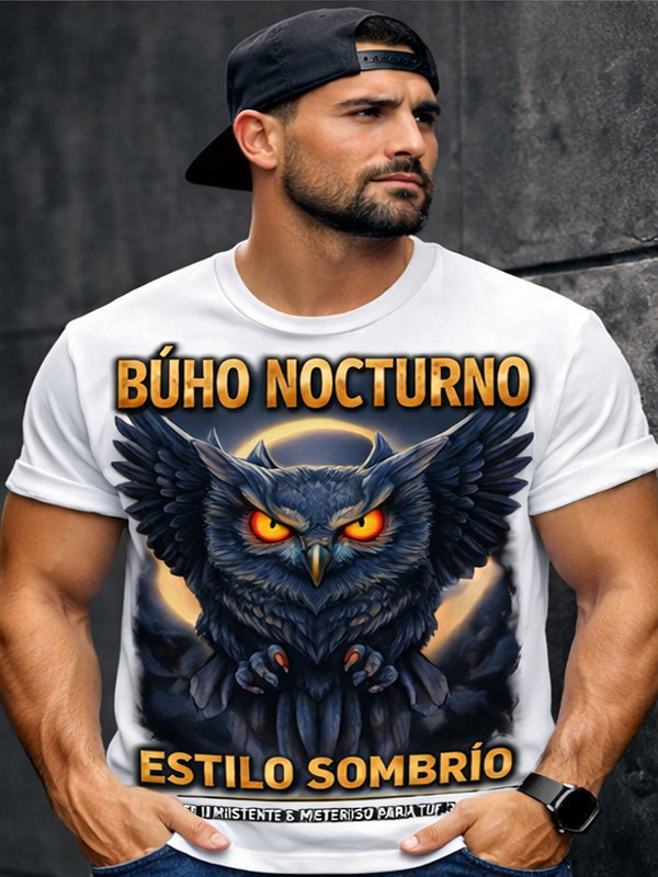 Remera Búho Nocturno – Estilo Sombrío