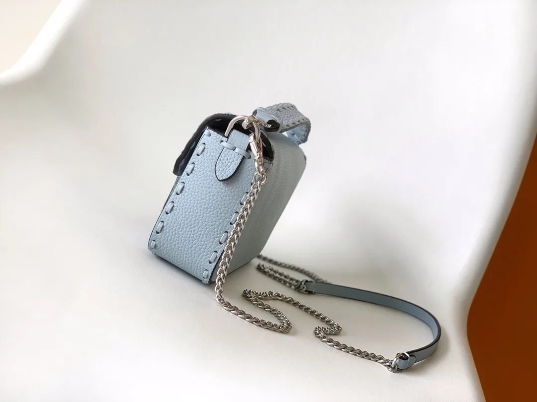 Fendi Silver Baguette Grained Leather Shoulder Bag product photo from LabelPicks
