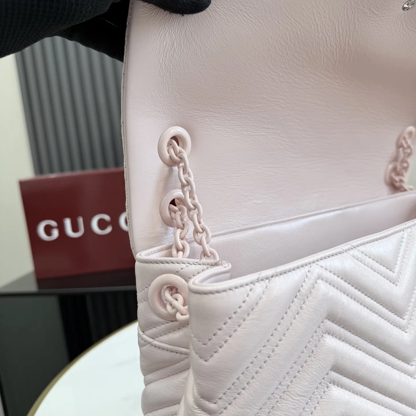 Gucci Marmont Pink GG Supreme Canvas Shoulder Bag product photo from LabelPicks
