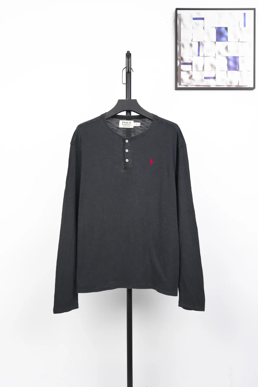 Ralph Lauren Black Pony Embroidered Henley Long Sleeve T-Shirt product photo from LabelPicks
