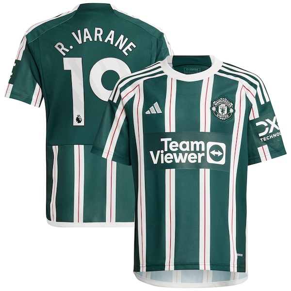 Raphael Varane Manchester United adidas Youth 2023/24 Away Replica Player Jersey - Green/White