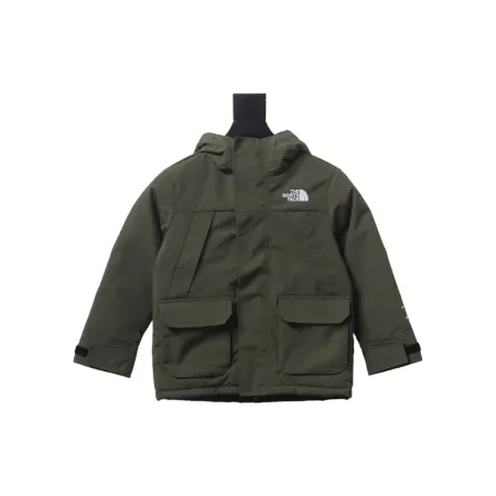 THE NORTH FACE brand logo embroidery hooded fur collar zipper down jacket for children 3